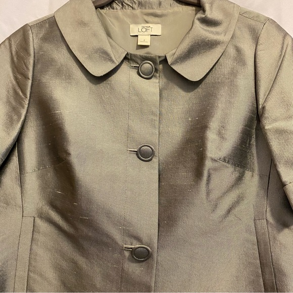 Ann Taylor LOFT Silver short sleeve cropped Jacket Sz 2 - Picture 7 of 8